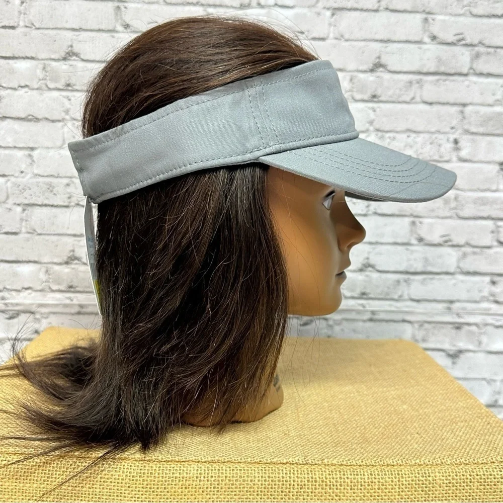 Time and Tru Women's One Size Grey Twill VISOR Hat Adjustable Sun Cap NEW